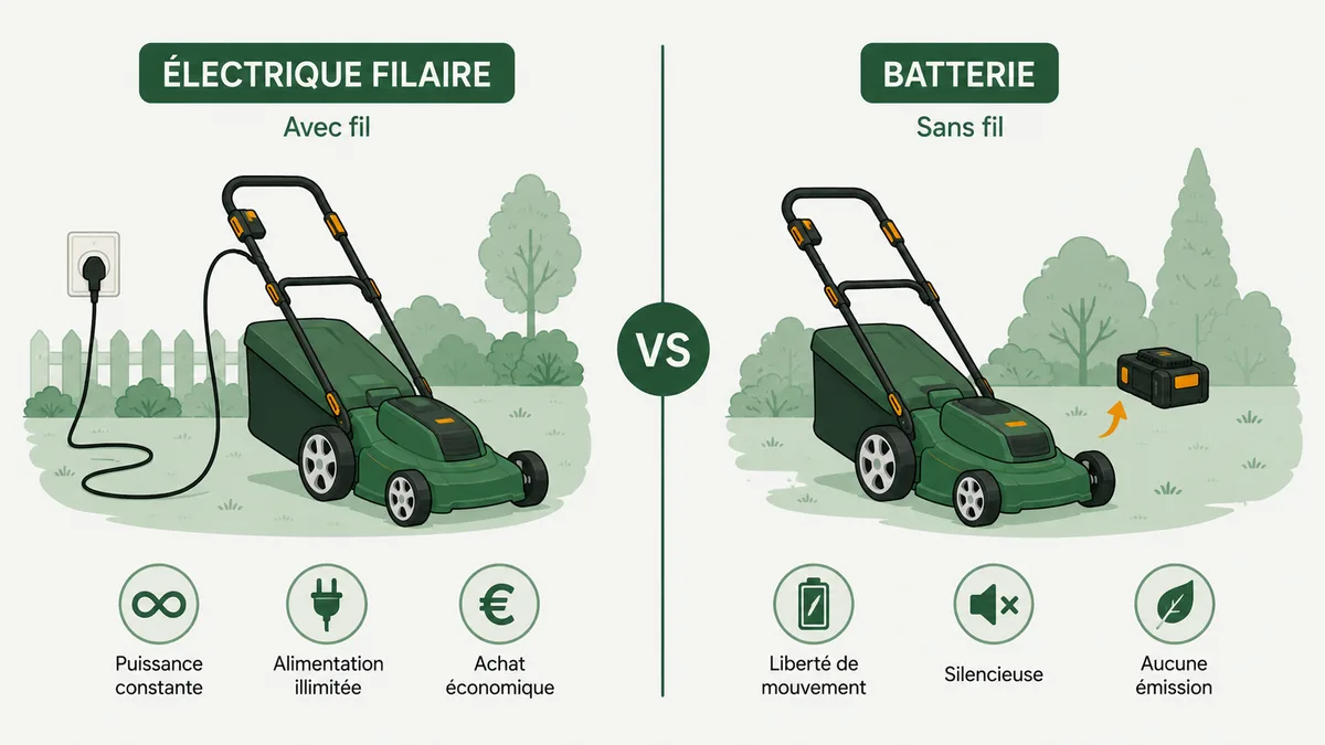 Comparatif tondeuse filaire face à tondeuse sur batterie